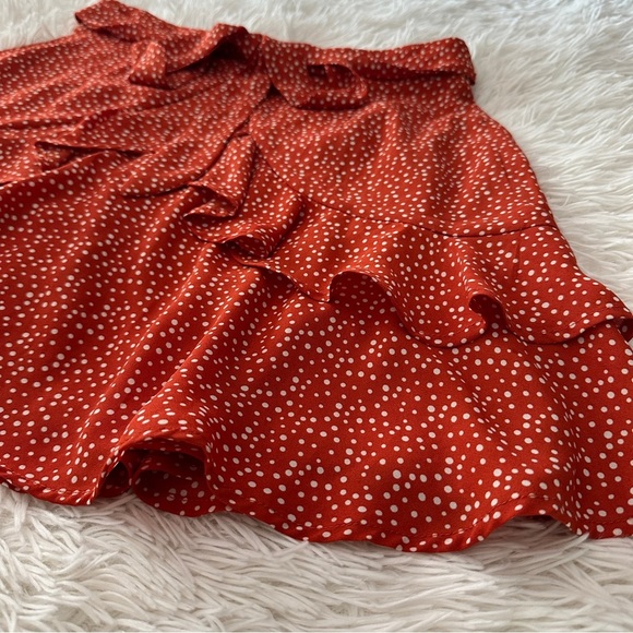 Altard State Ruffle Mini Skirt - Burnt Red Polka Dot - Size Small EUC - Picture 2 of 16